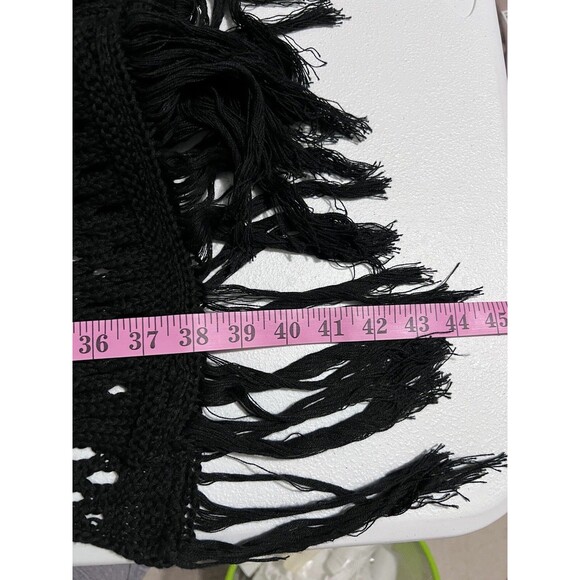 Aggel Knitwear Women’s XL Black Open Knit Dress Crochet Fringed Swim Cover NWOT - Picture 15 of 15